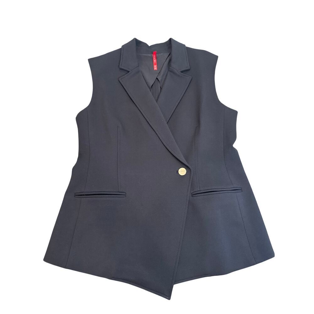 Spanx Perfect Ponte Vest Women's Size L Asymmetric One Button Black